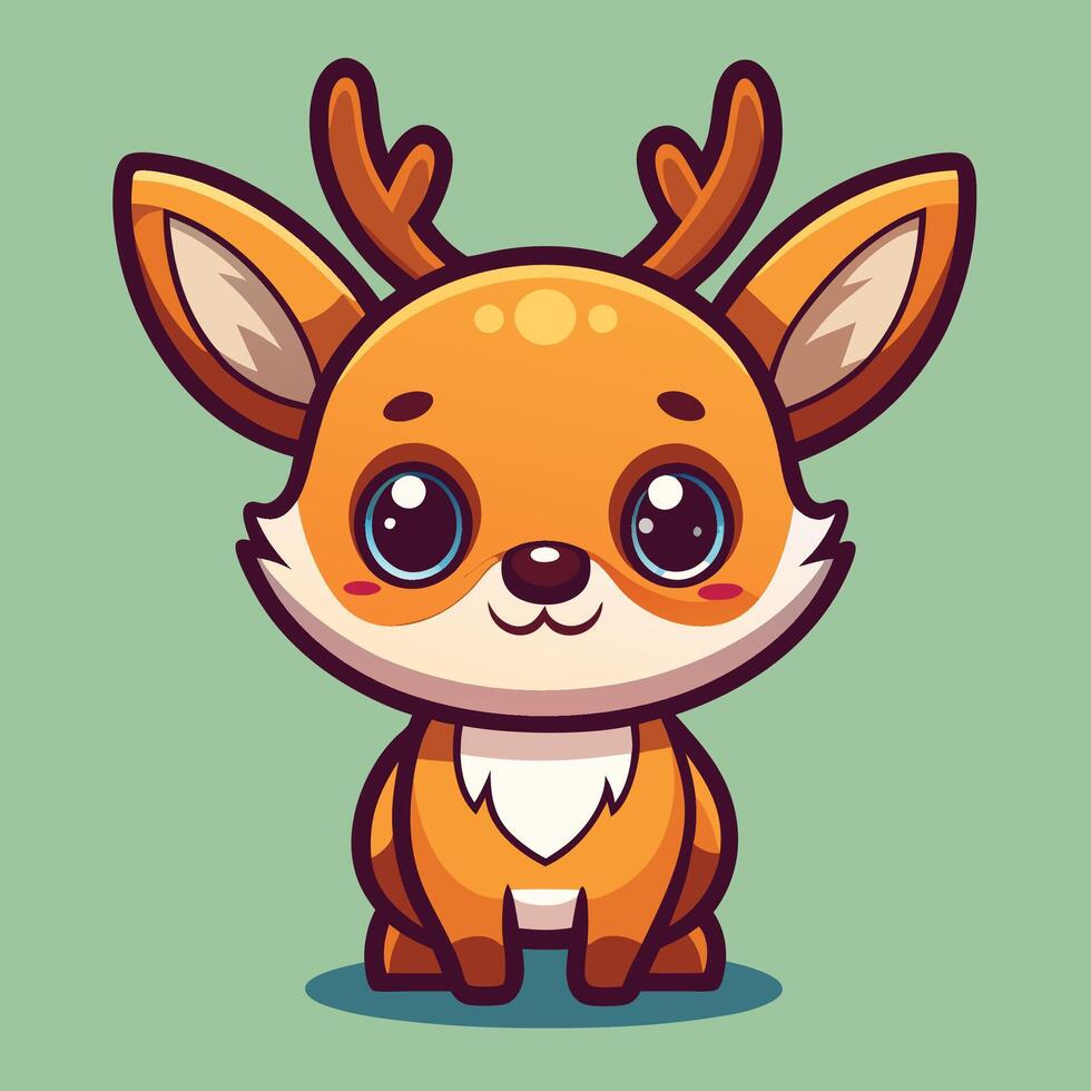 cute deer cartoon character illustration vector
