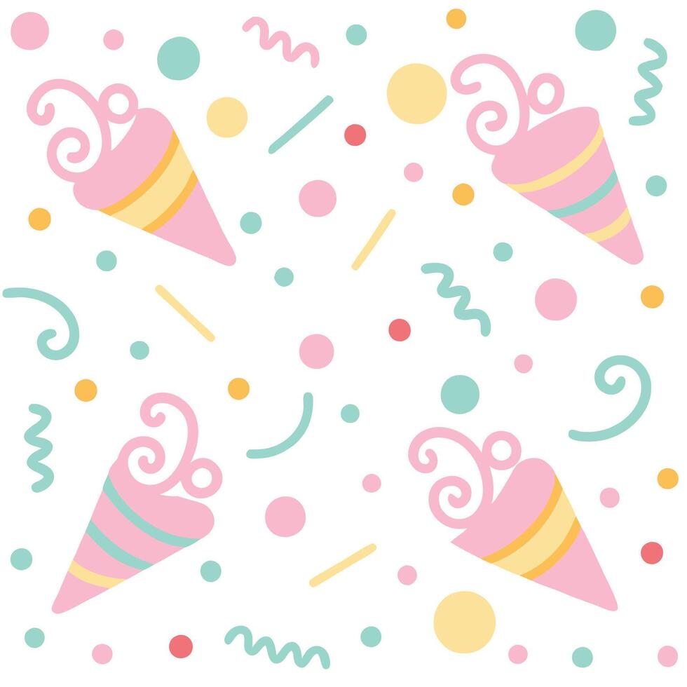 a colorful pattern with ice cream cones and confetti vector
