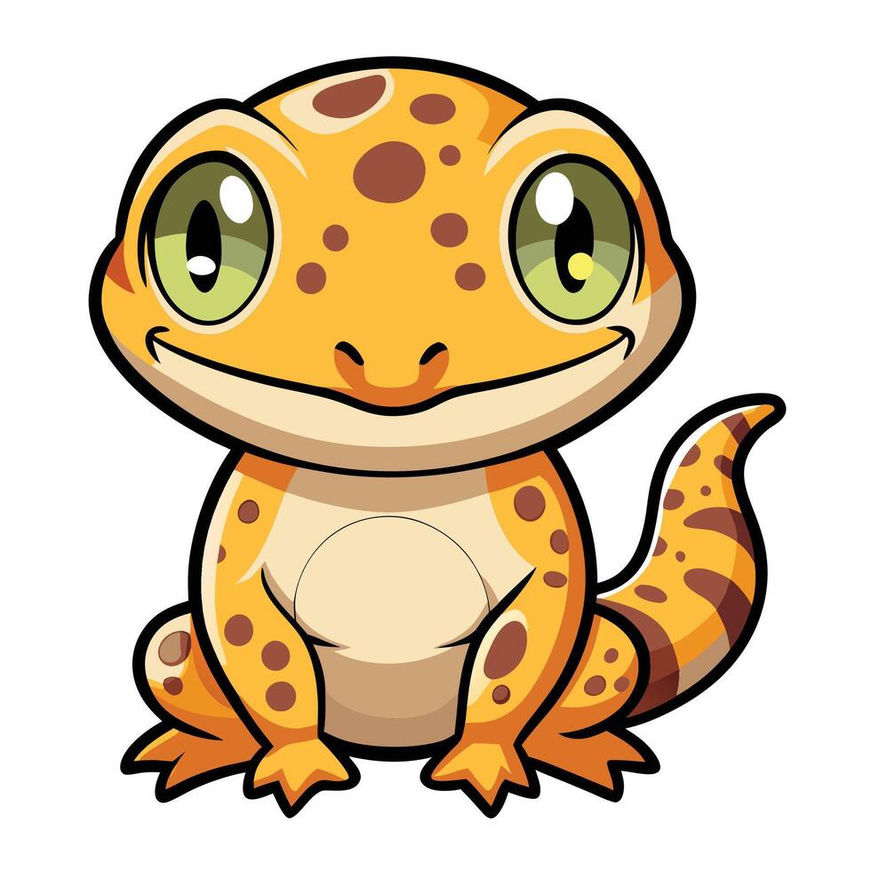 a cartoon lizard with big eyes and a white background vector