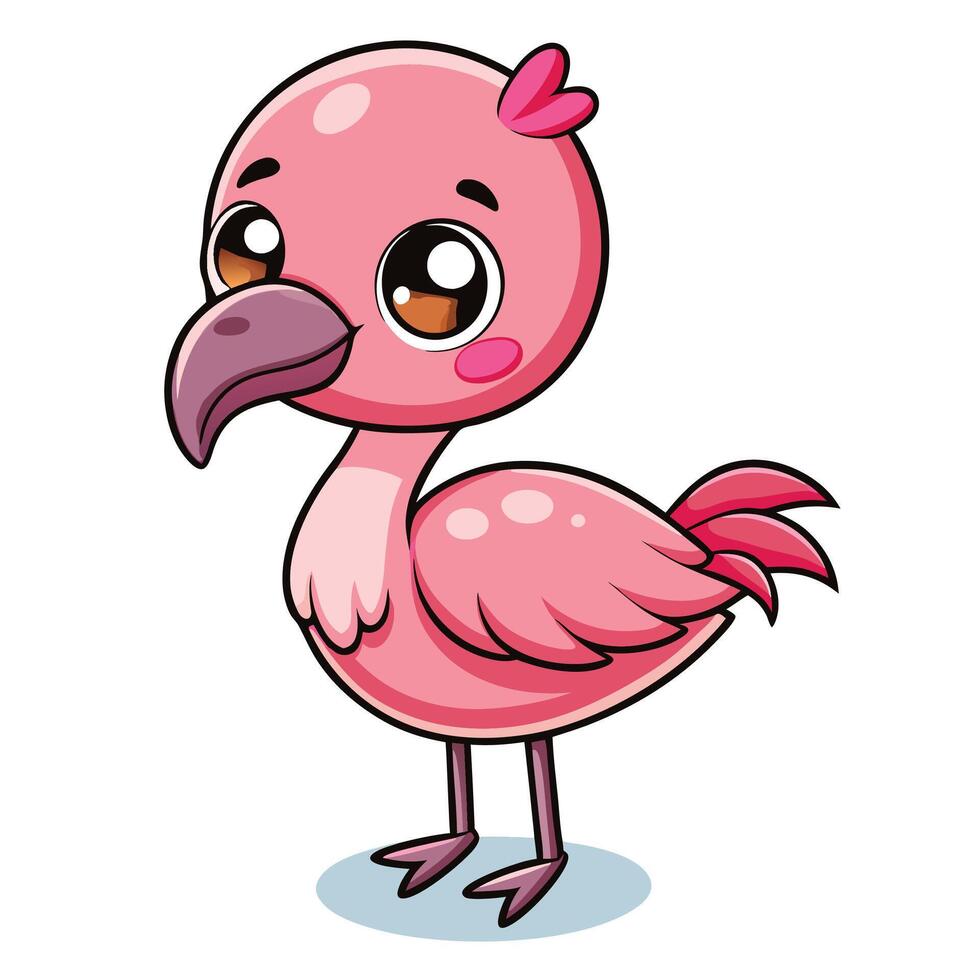 cartoon pink flamingo bird illustration vector