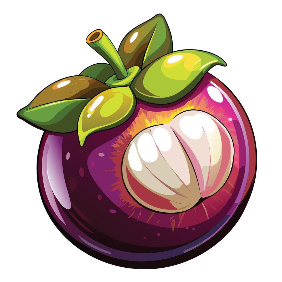 a purple fruit with a green leaf on it vector