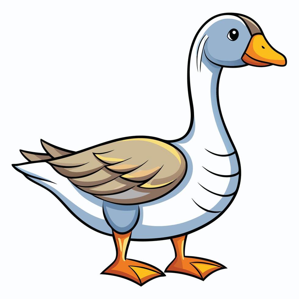 a cartoon goose standing on a white background vector
