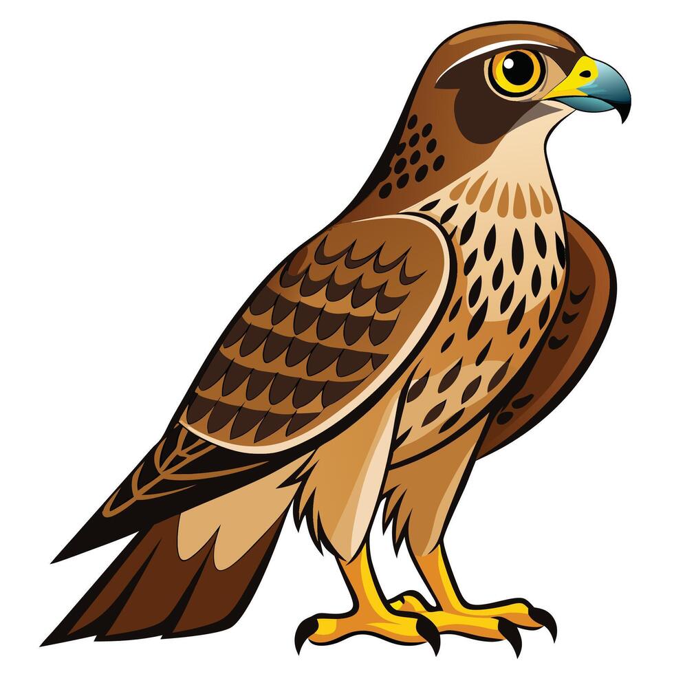 a cartoon bird of prey standing on one leg vector