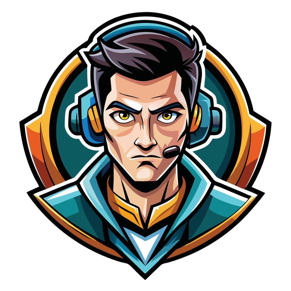 a cartoon avatar of a man wearing headphones vector