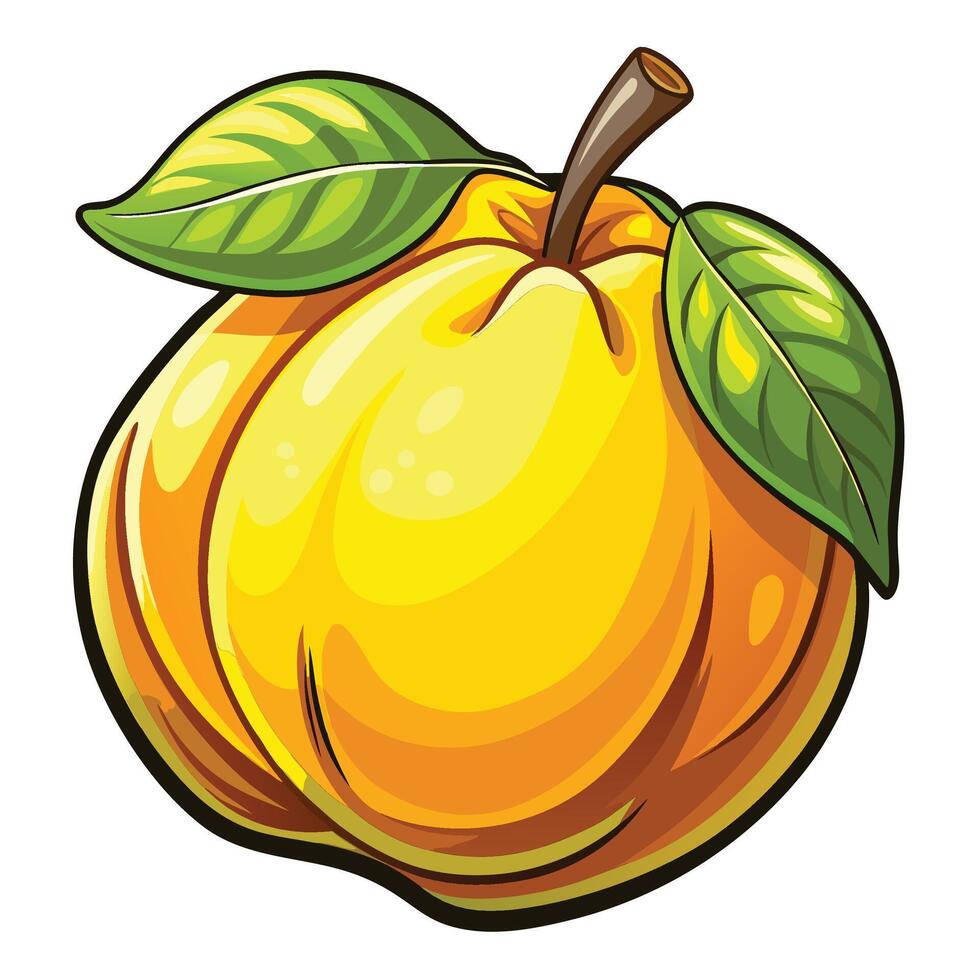 an orange fruit with leaves on it vector