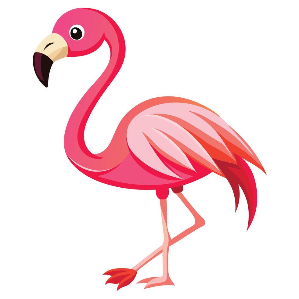 a cartoon flamingo standing on one foot vector