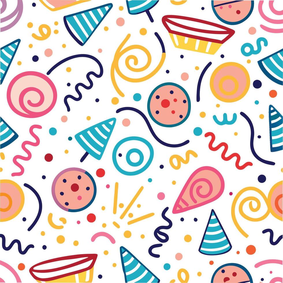 seamless pattern with colorful party items vector