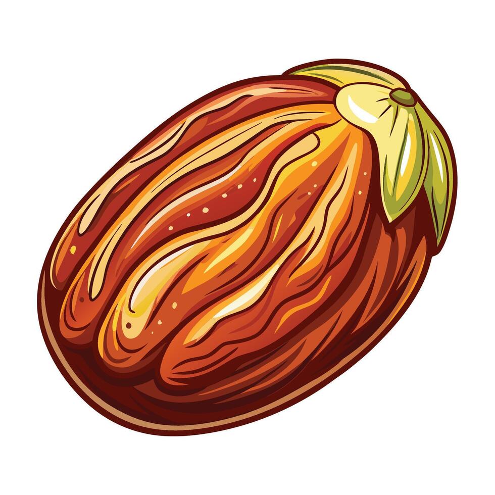 cocoa fruit, isolated illustration on white background vector