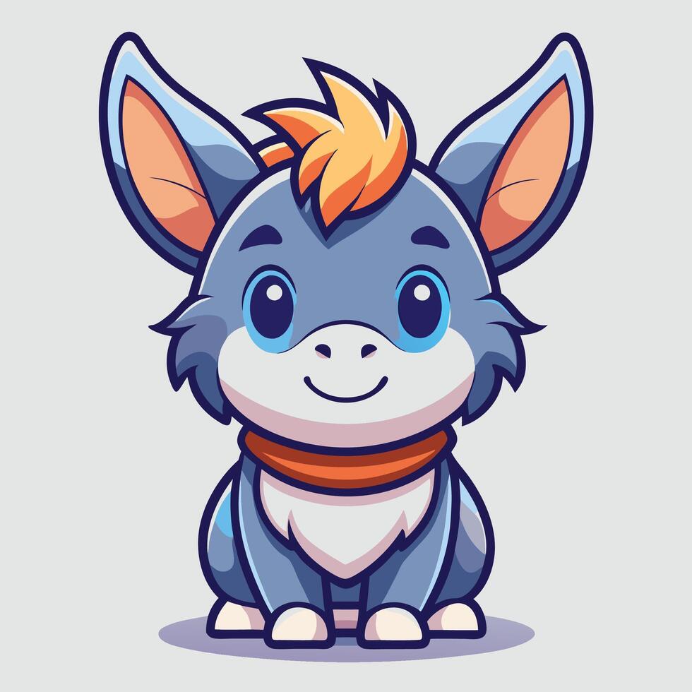a cartoon donkey with orange hair and blue eyes vector