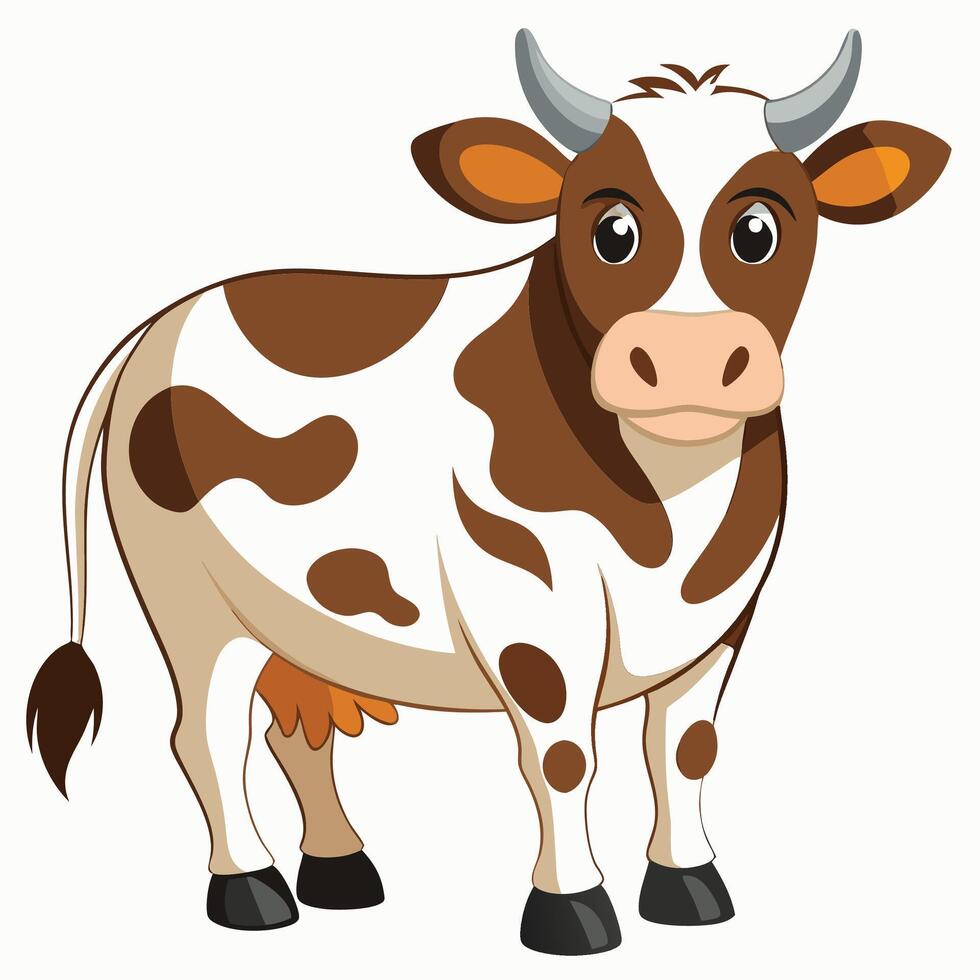 a cartoon cow standing on a white background vector