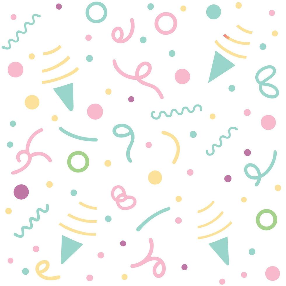 a colorful pattern with confetti and ice cream cones vector