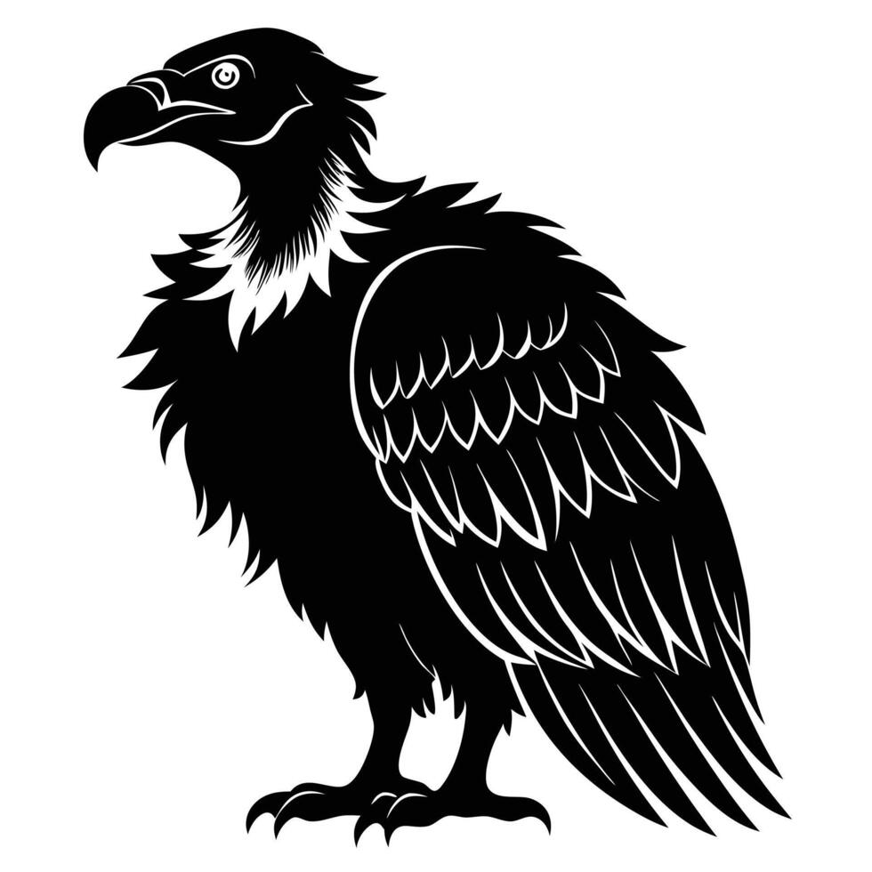 black and white illustration of a vulture vector
