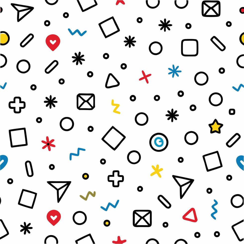 a colorful pattern with various shapes and symbols vector