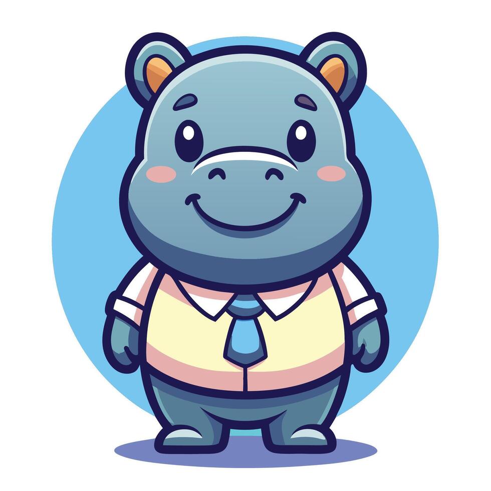 a cartoon hippo in a tie and shirt vector