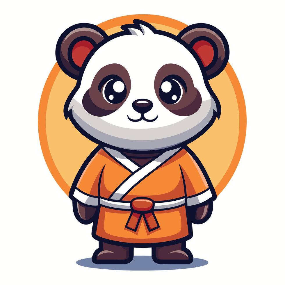 a cartoon panda wearing an orange robe vector