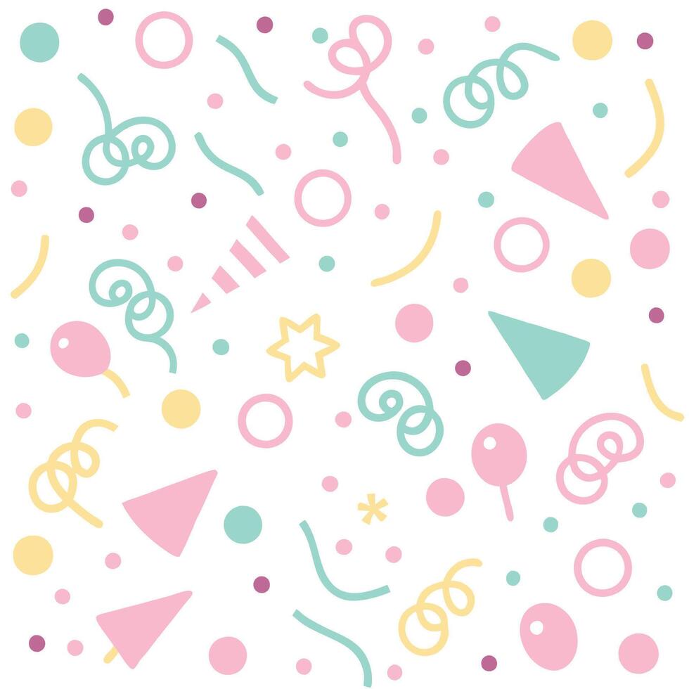 a colorful background with confetti and balloons vector