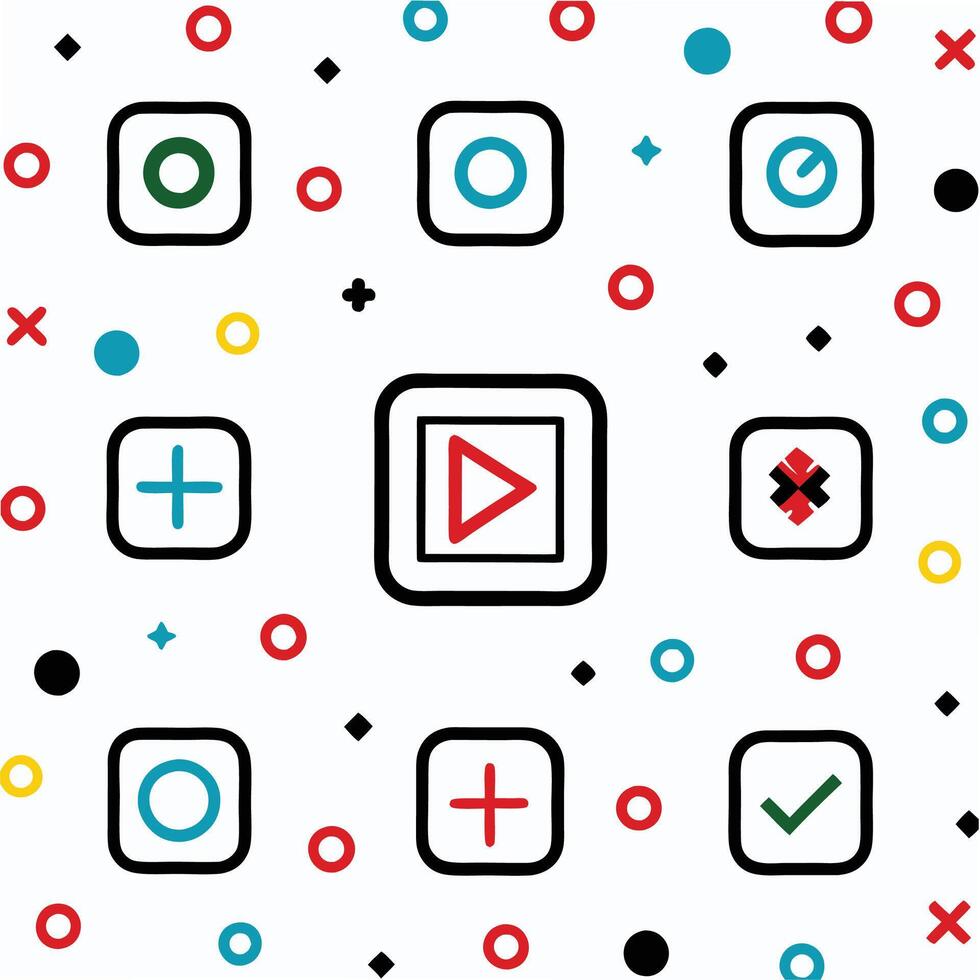 a colorful set of icons with a play button vector