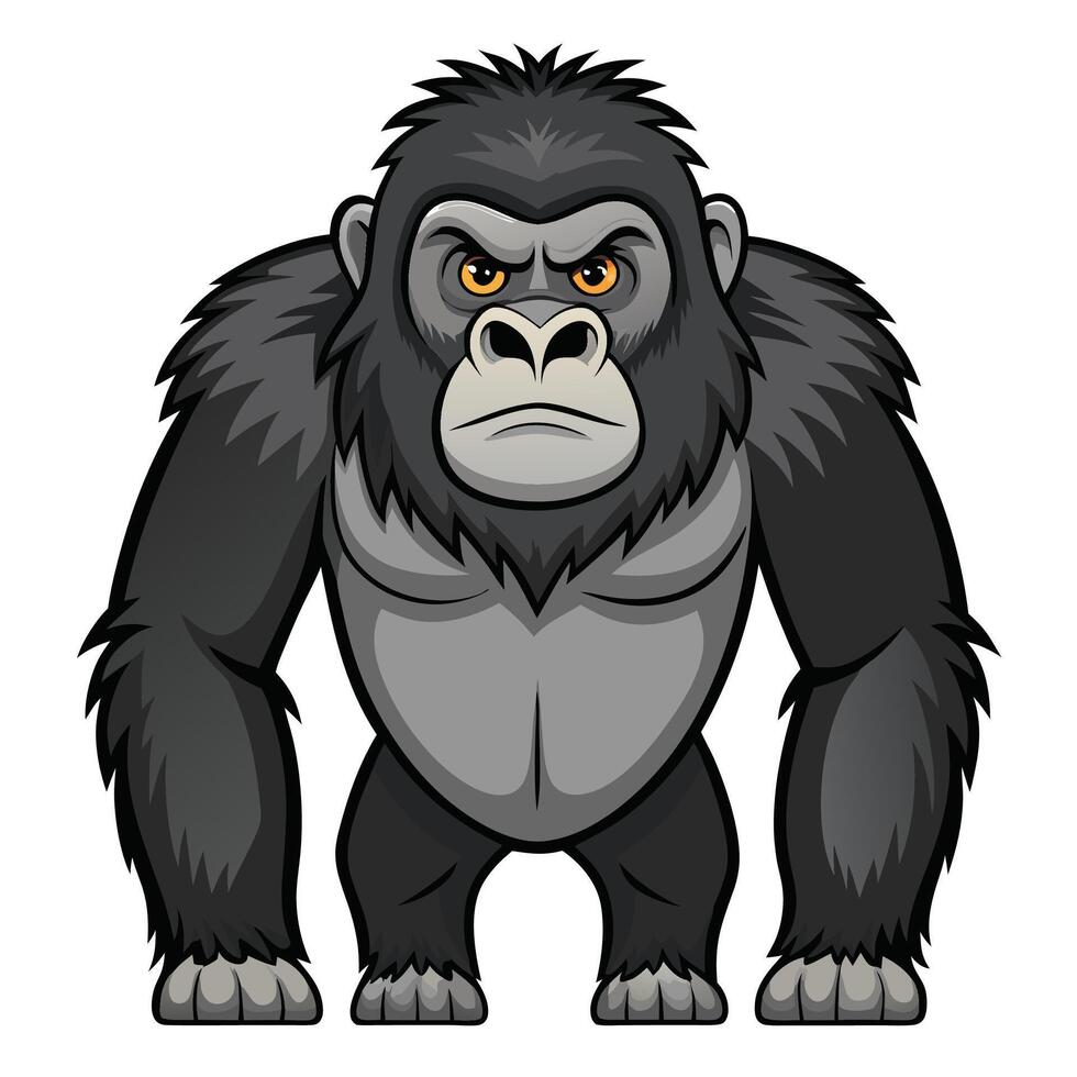 an angry gorilla cartoon character standing with his arms crossed vector