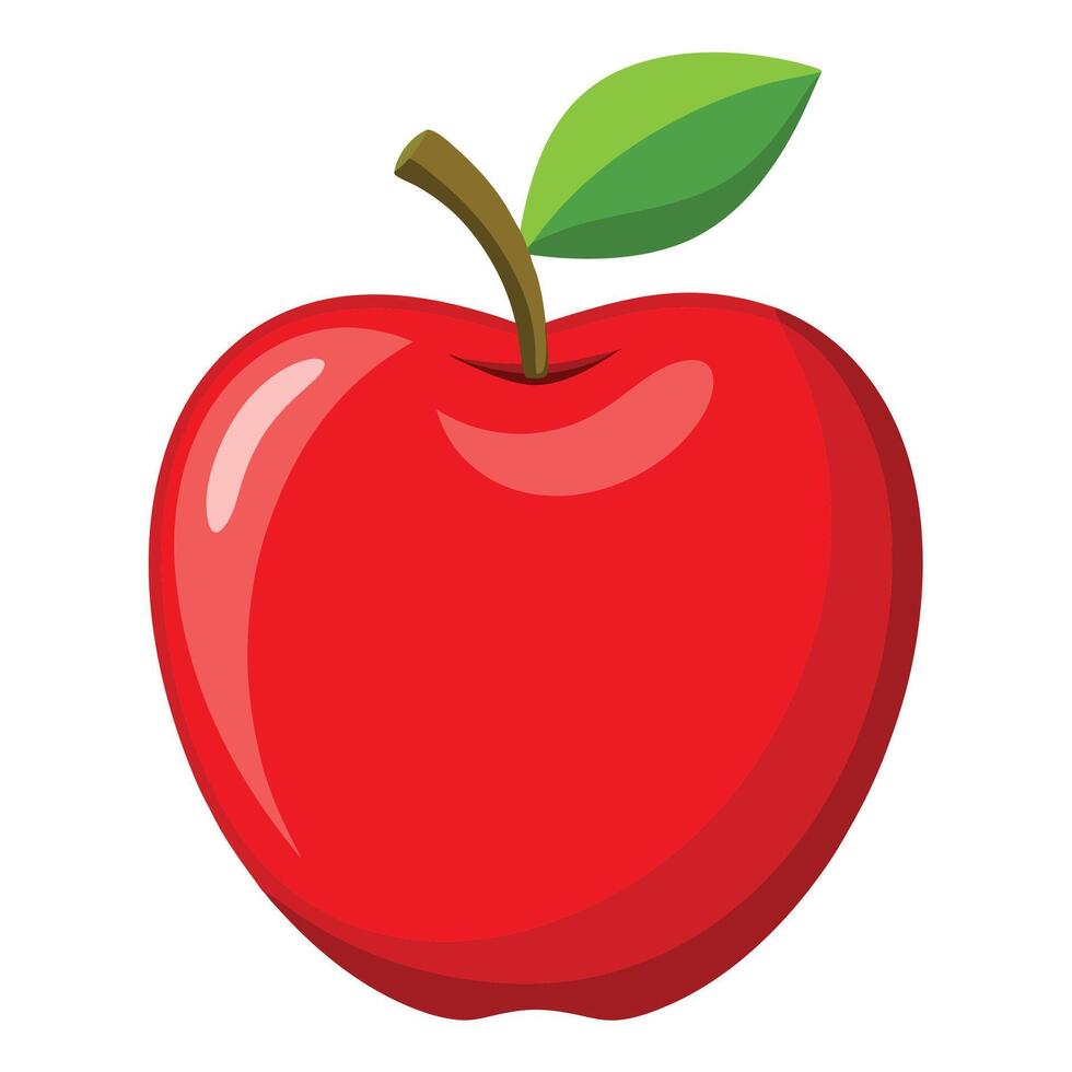 an apple with a green leaf on it vector