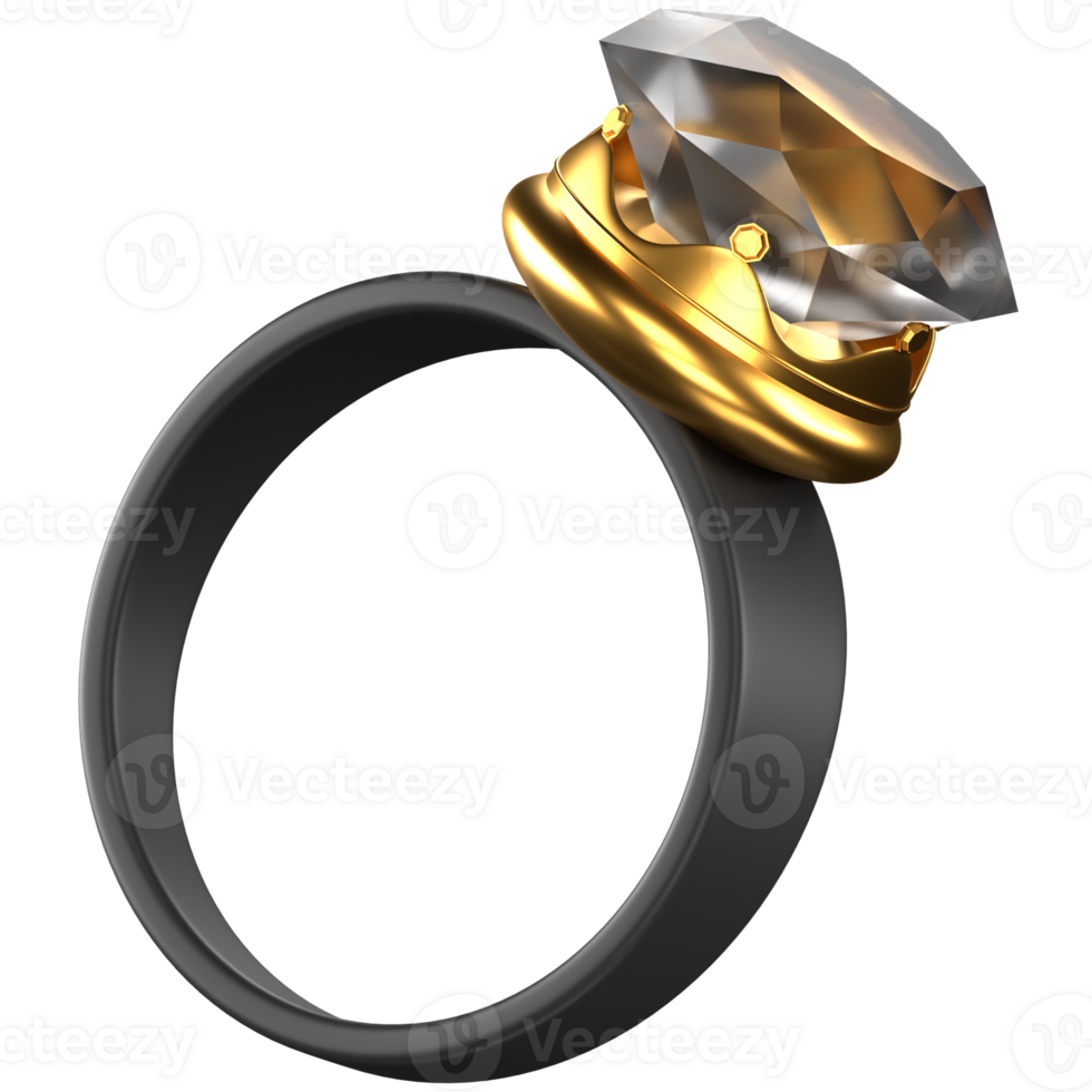 3d icon of a black diamond ring png