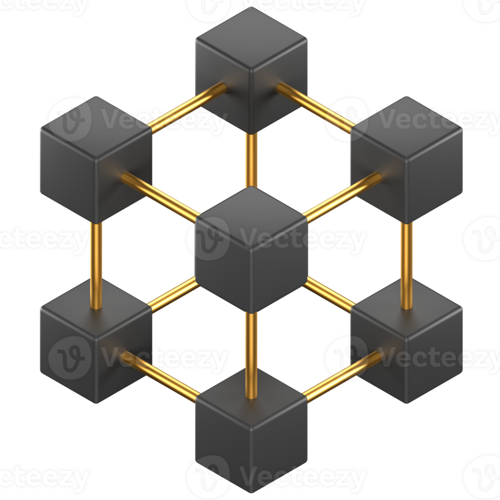 3d icon of a black blockchain symbol png