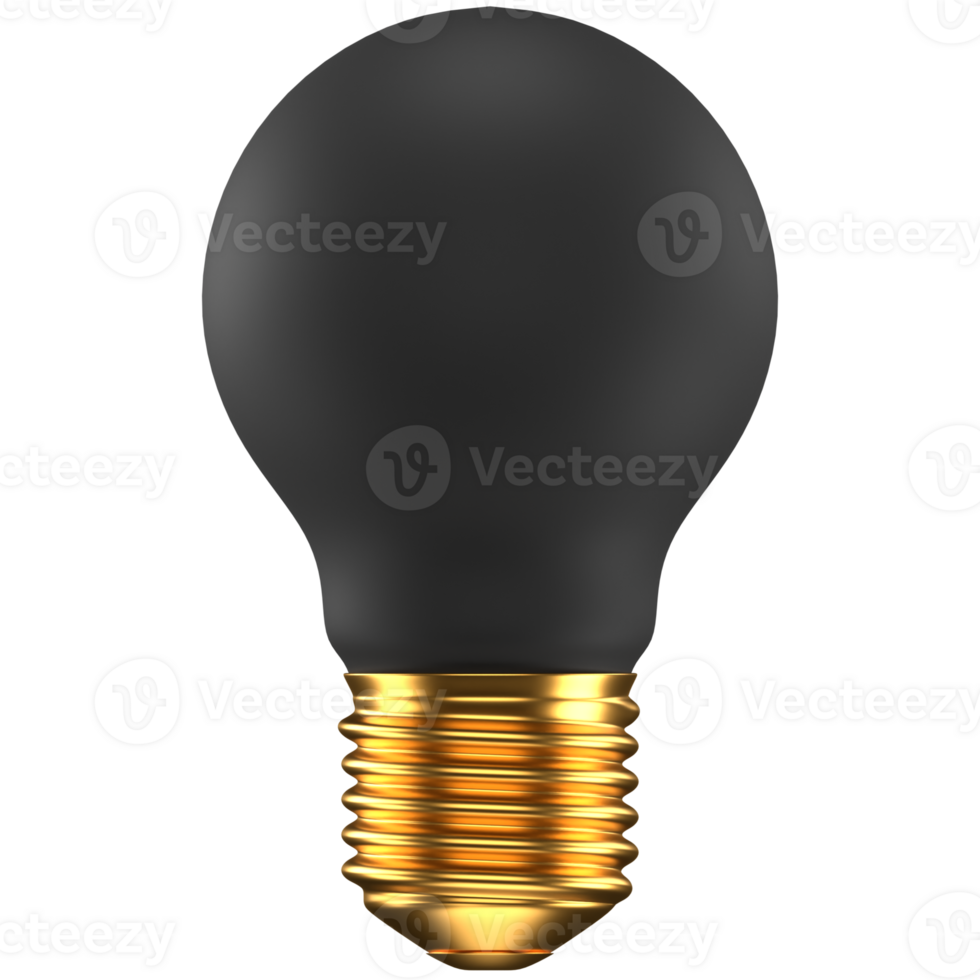 3d icon of a black and gold light bulb png