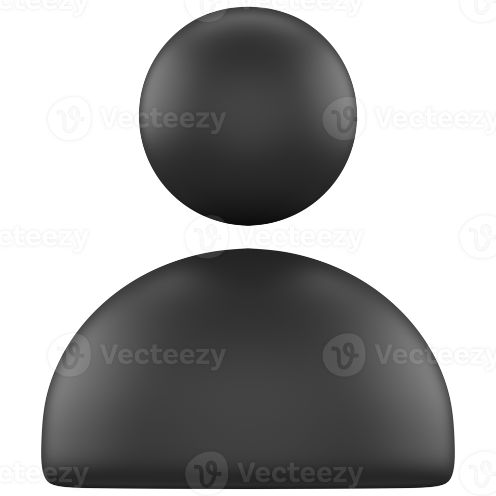 3d icon of a black user avatar png