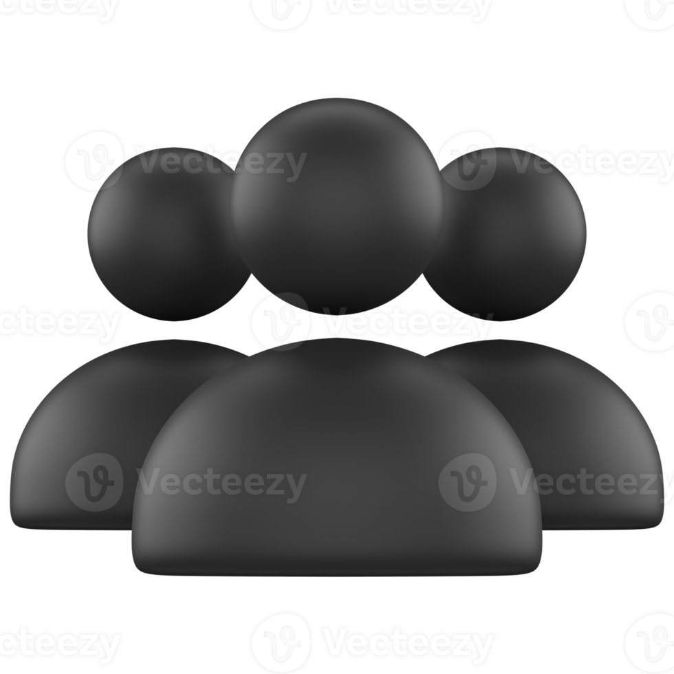 3d icon of a black group of user avatars png