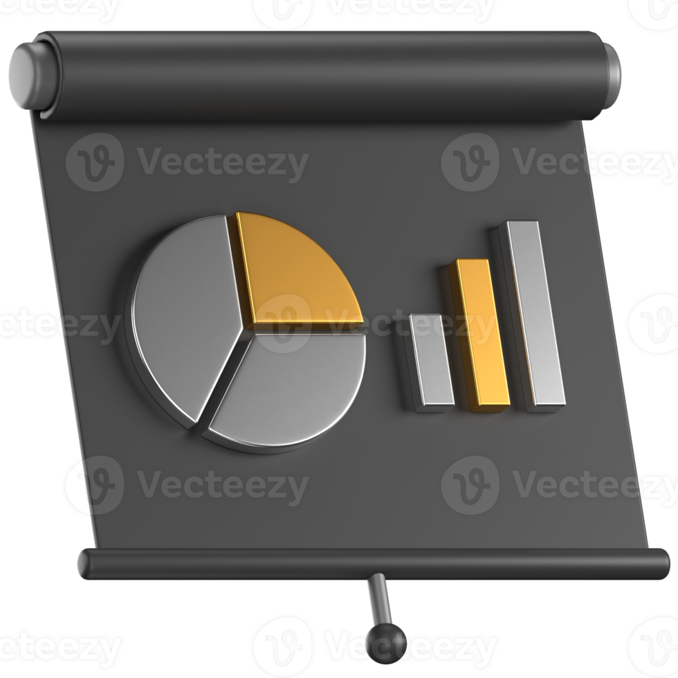 3d icon of a black data presentation slide png