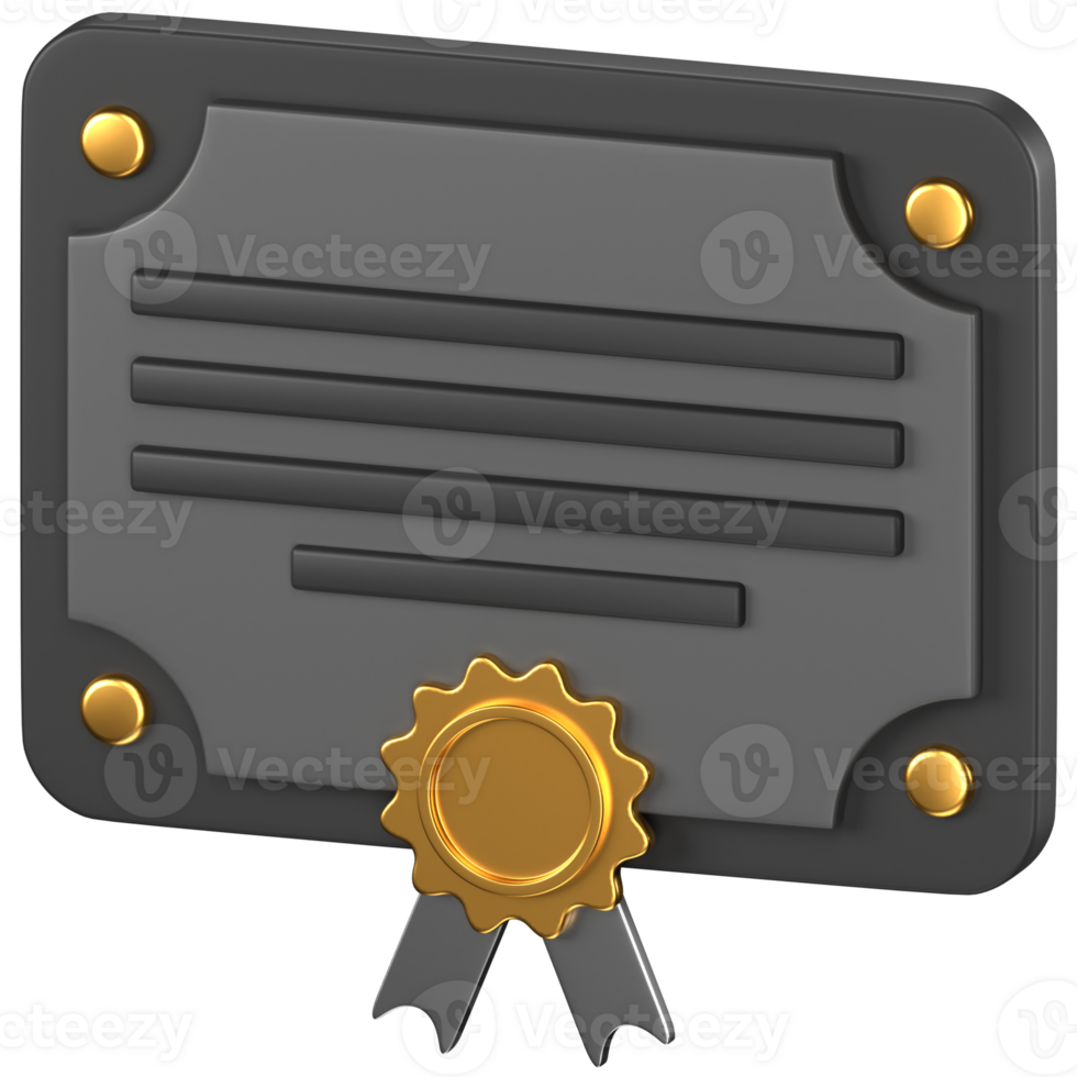 3d icon of a black bank bonds contract png
