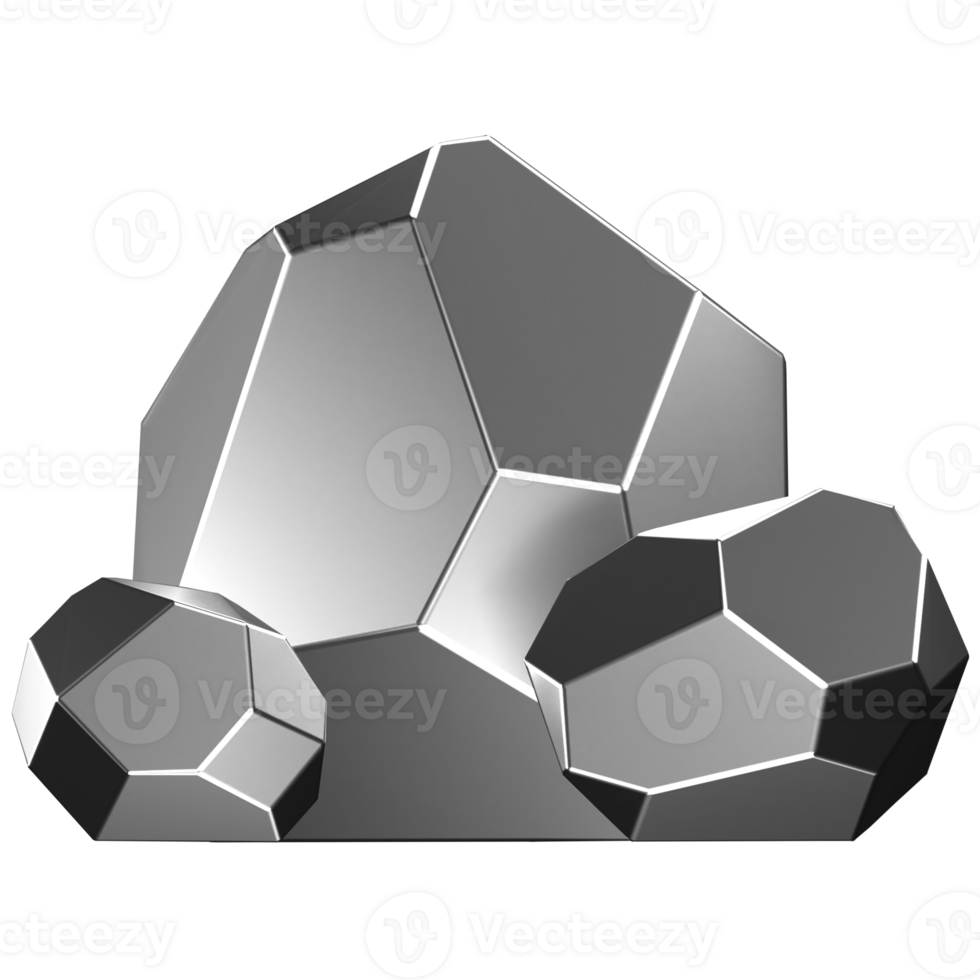 3d icon of some chunk nuggets of silver ore png