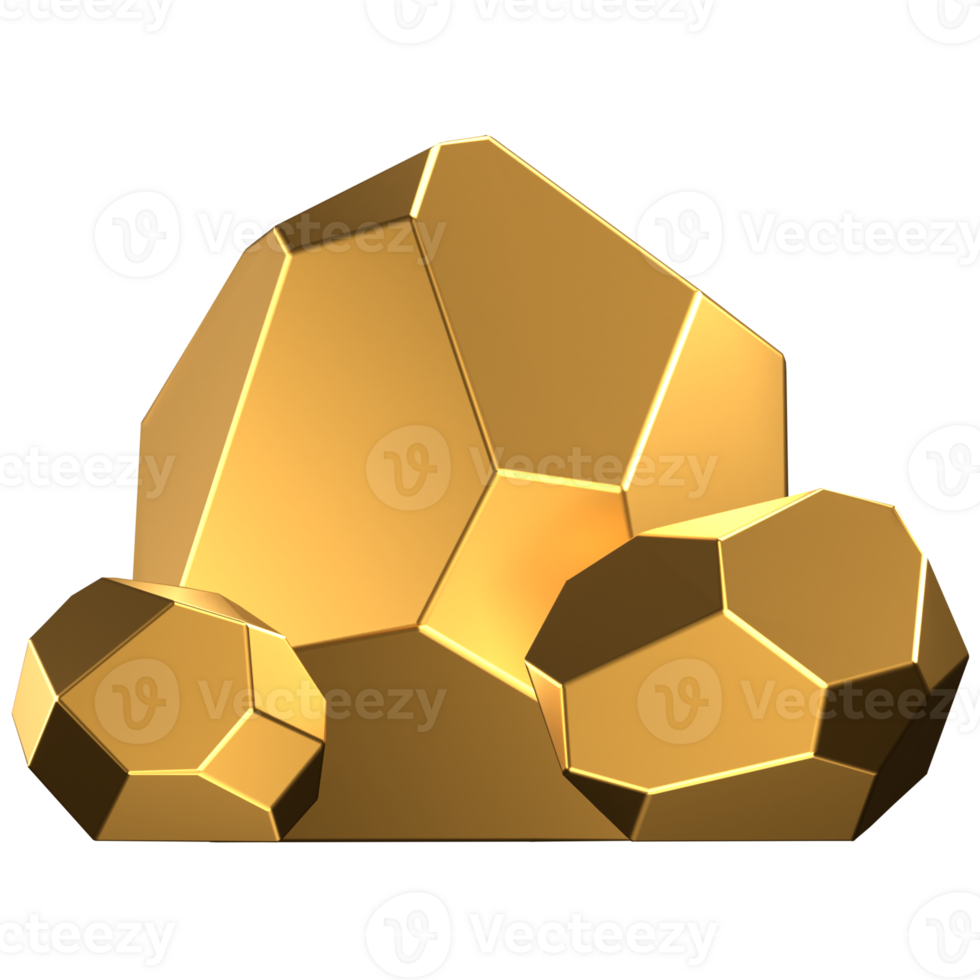 3d icon of some chunk nuggets of gold ore png
