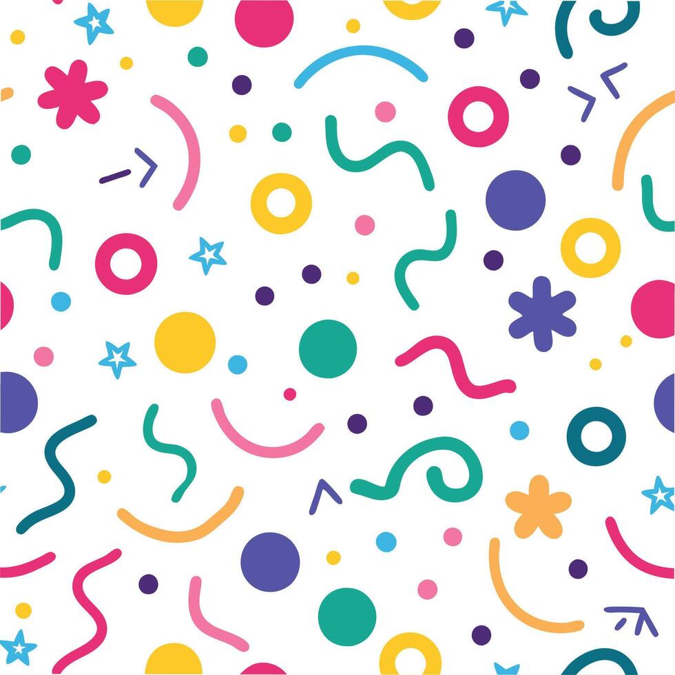 a colorful pattern with shapes and stars vector