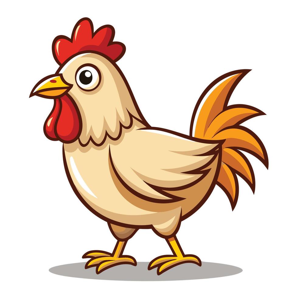 cartoon chicken standing on white background vector