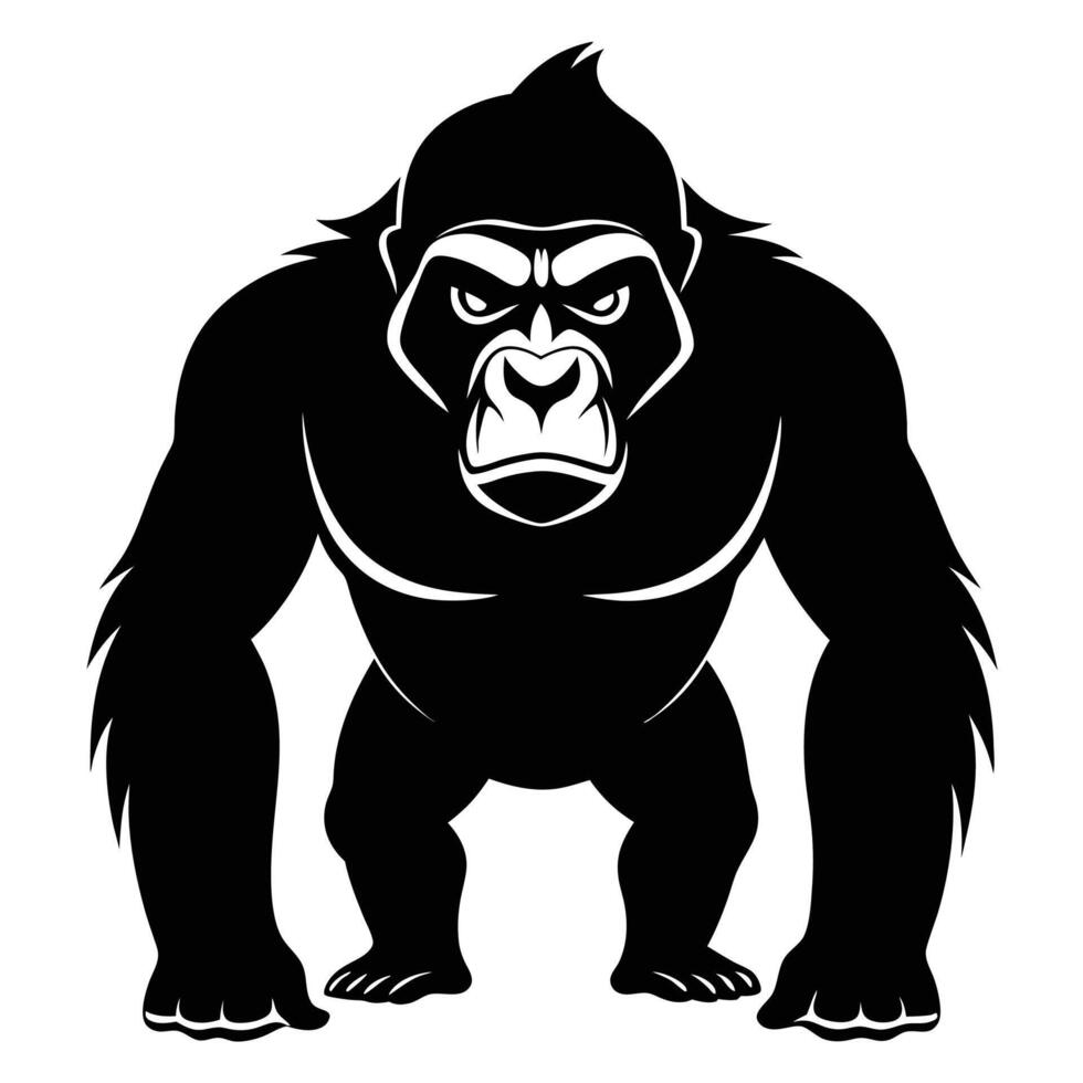 gorilla black silhouette on white background vector