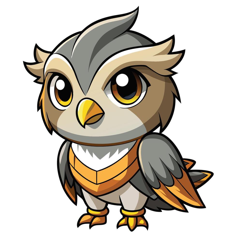 an owl with a yellow and orange outfit vector
