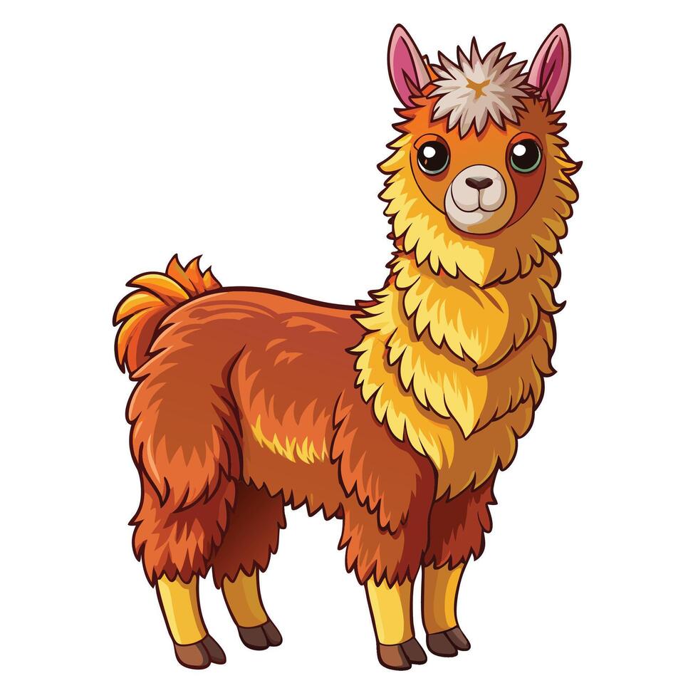 a cartoon llama standing on a white background vector