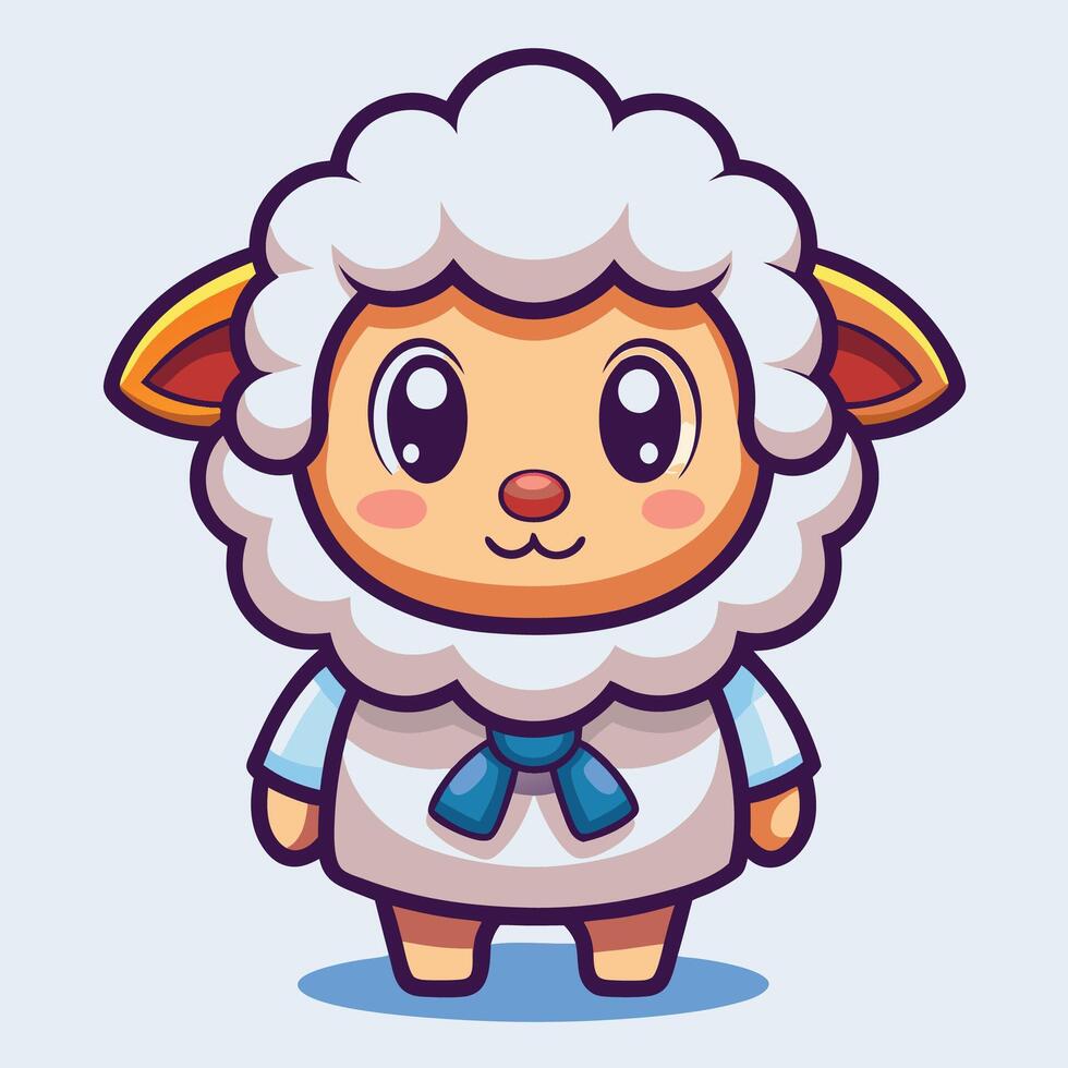 a cartoon sheep wearing a blue shirt and bow tie vector