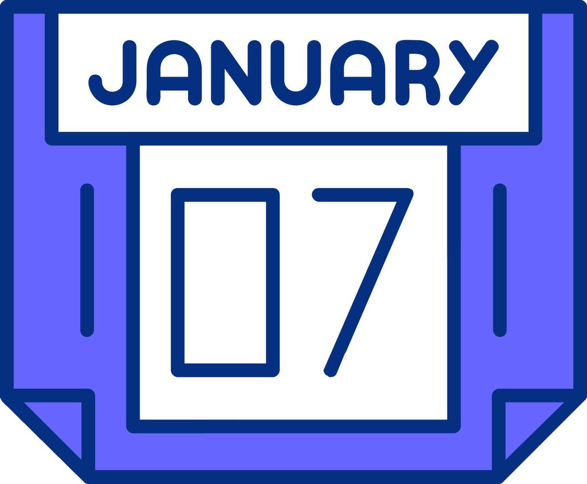 7 January Filled Slip Style Icon vector