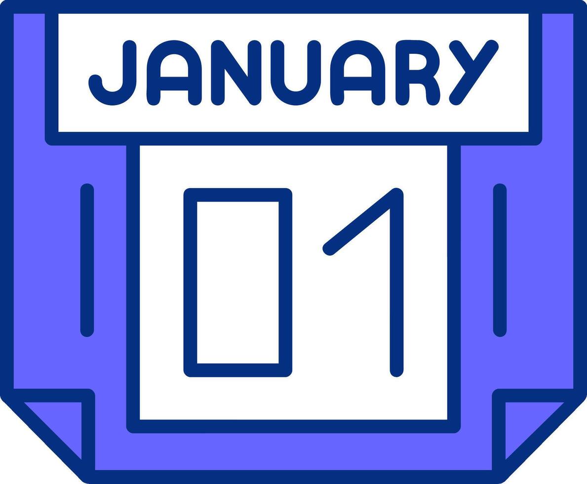 1 January Filled Slip Style Icon vector