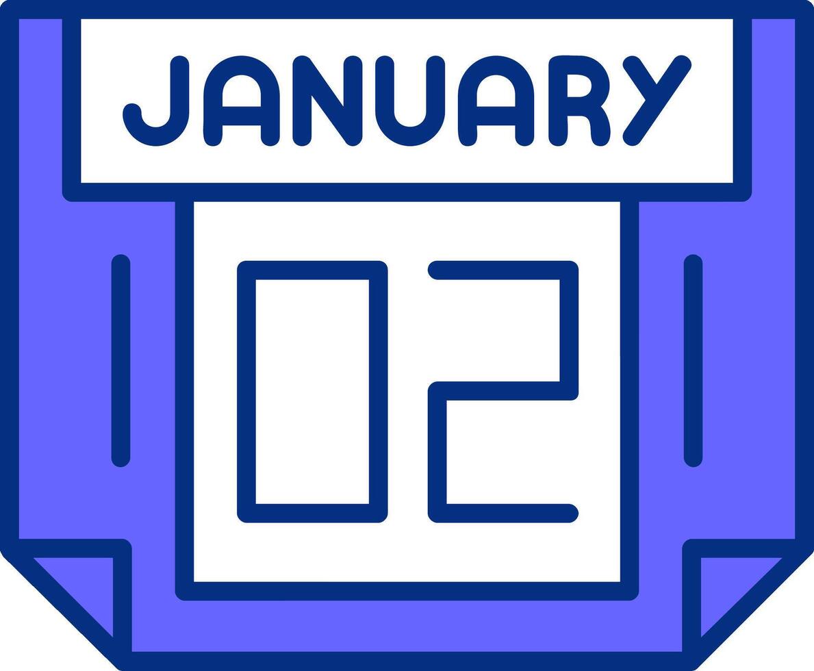 2 January Filled Slip Style Icon vector