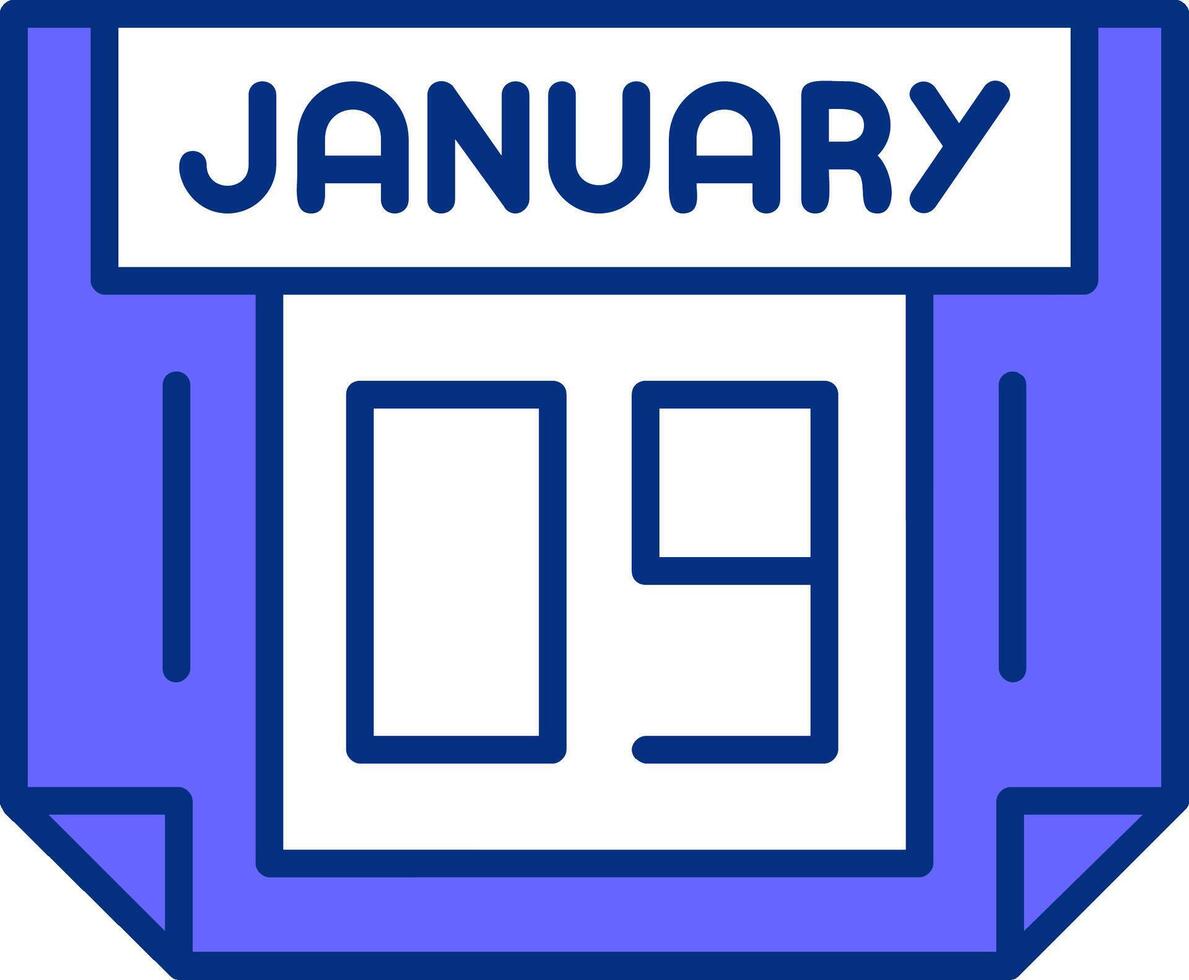 9 January Filled Slip Style Icon vector