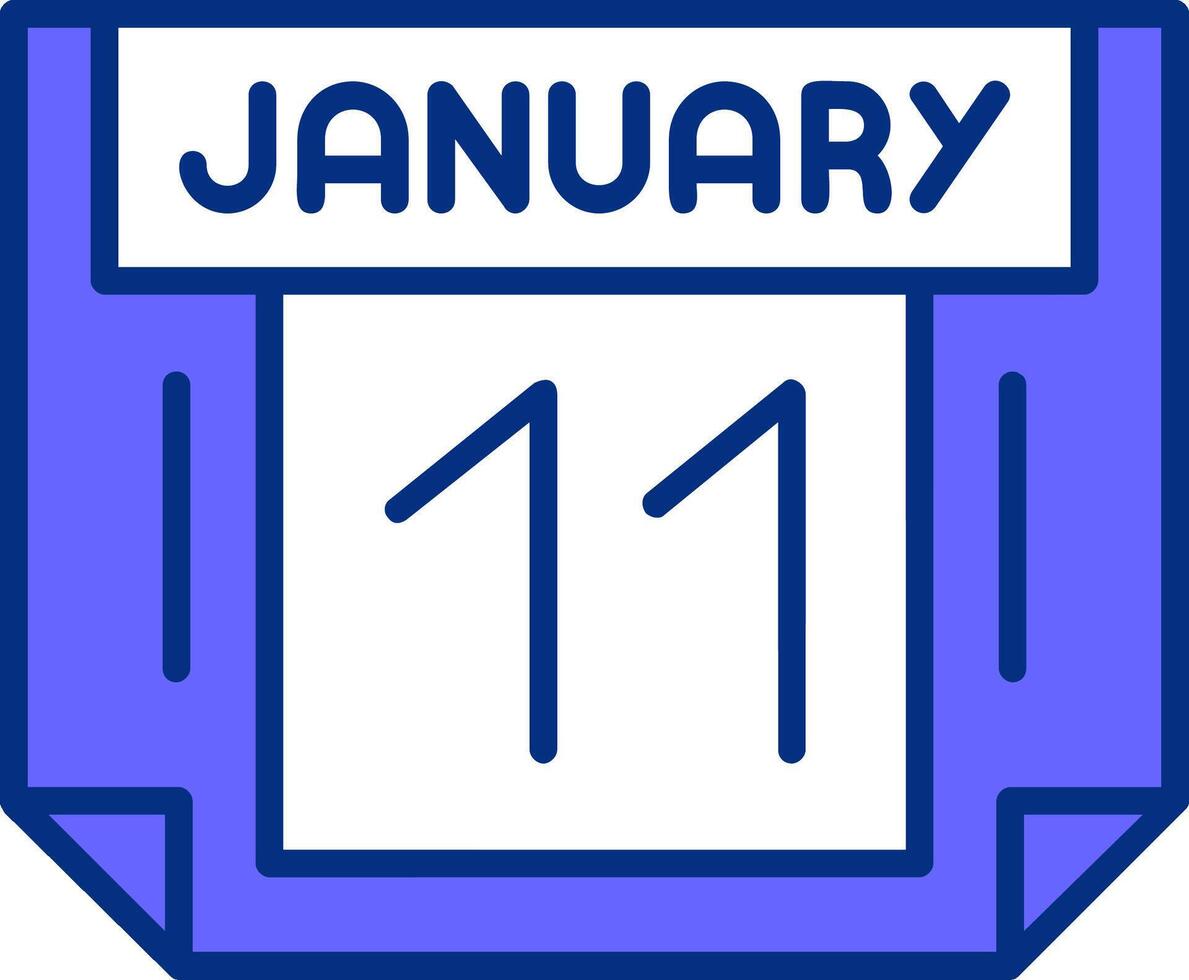 11 January Filled Slip Style Icon vector