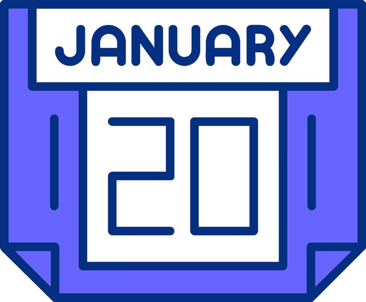 20 January Filled Slip Style Icon vector