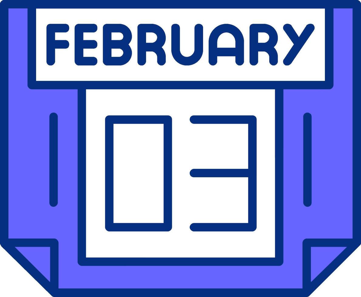 3 February Filled Slip Style Icon vector