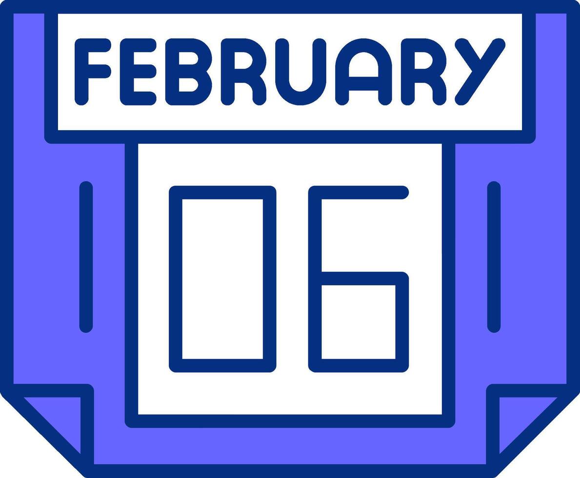 6 February Filled Slip Style Icon vector