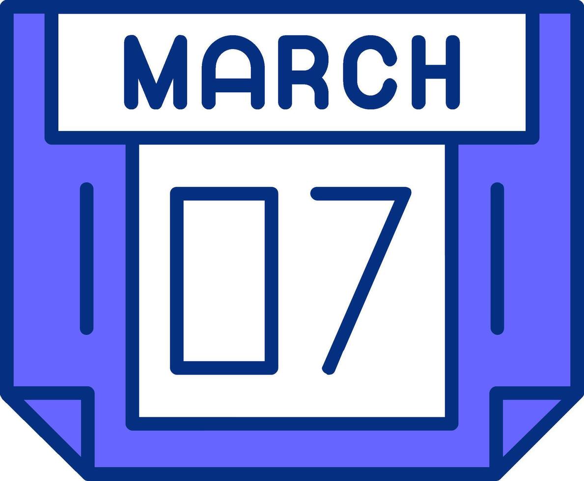 7 March Filled Slip Style Icon vector
