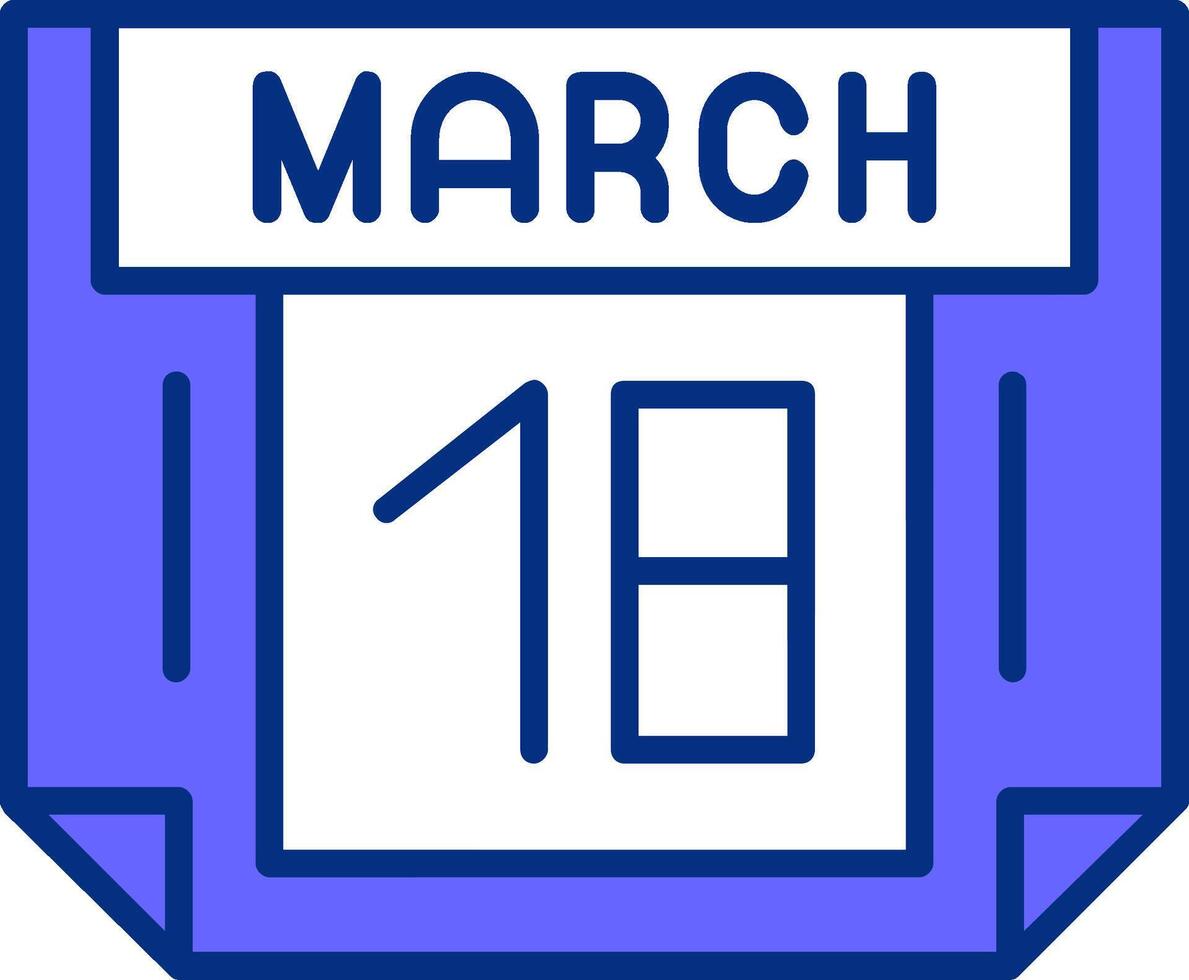 18 March Filled Slip Style Icon vector