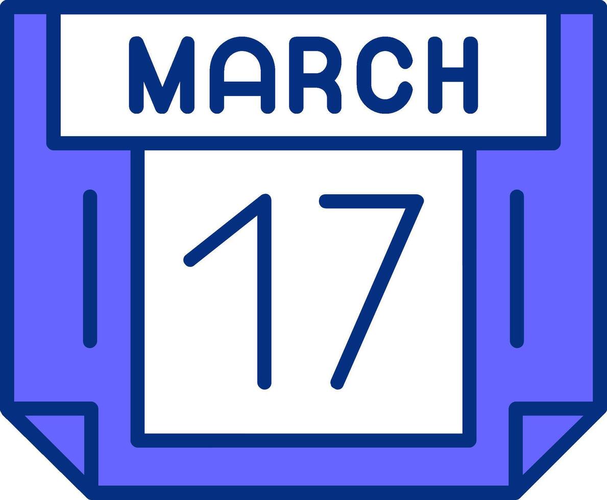17 March Filled Slip Style Icon vector
