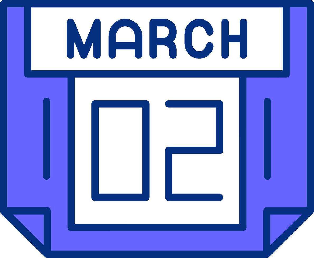 2 March Filled Slip Style Icon vector